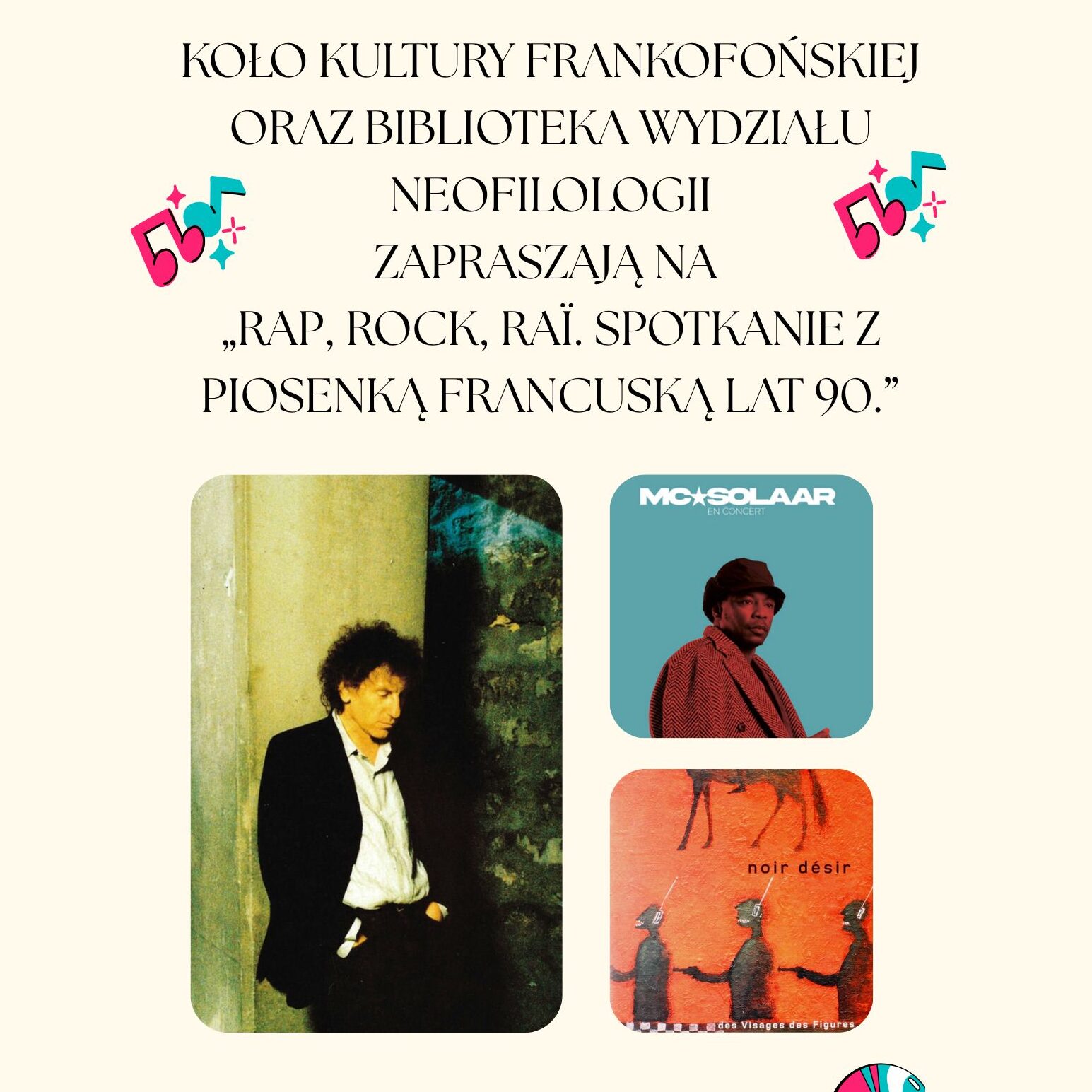 Rap, Rock, Raï. Spotkanie z piosenką francuską lat 90 (Koło Kultury Frankofońskiej)
